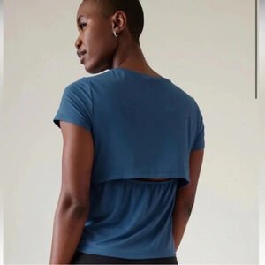 Athleta Air Out Cinch Tee-Jay Blue -